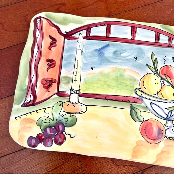 NWT Julia Junkin Still Life Cheese Platter 12” Candle Fruit Wine Open Window - Picture 3 of 6